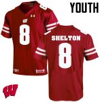 Youth Wisconsin Badgers NCAA #8 Sojourn Shelton Red Authentic Under Armour Stitched College Football Jersey NY31P44DL